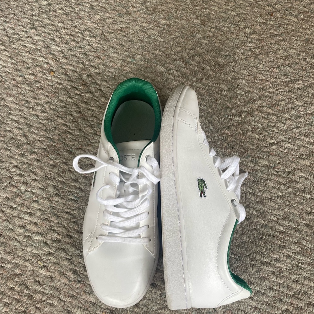 Lacoste Classic White Sneakers with Green Trim